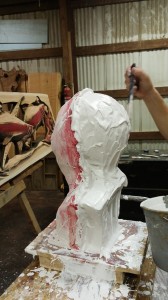 casting the sculpture in plaster