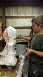 casting the sculpture in plaster