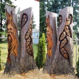 chainsaw carving of tree spirit