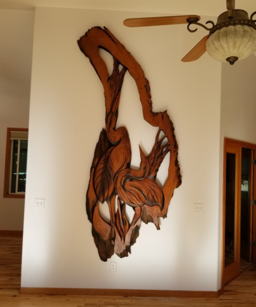 heron wood sculpture chainsaw carved out of old growth cedar - by Tomas Vrba